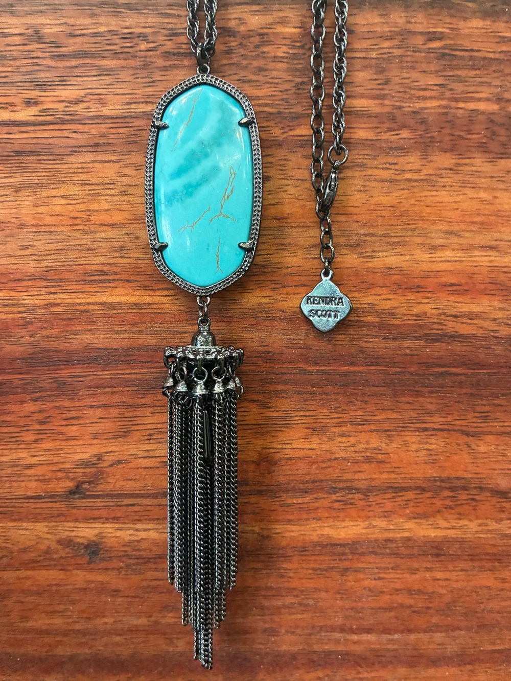 Kendra Scott Rayne Long pendant Necklace in Gunmetal